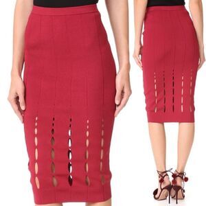 🆕 Cushnie Et Ochs Knit Pencil Skirt with Slits - Ruby